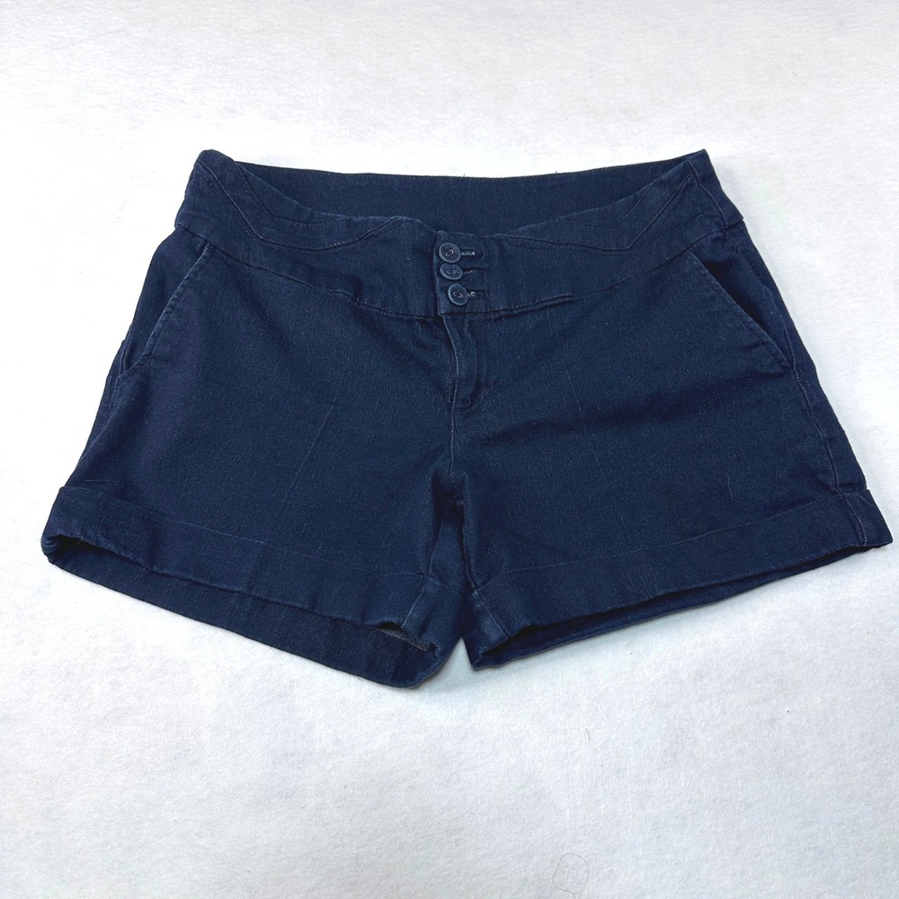 Miss Demeanor Dark Denim Shorts Womens‎ 14 Blue Excellent Cuffed High Waist